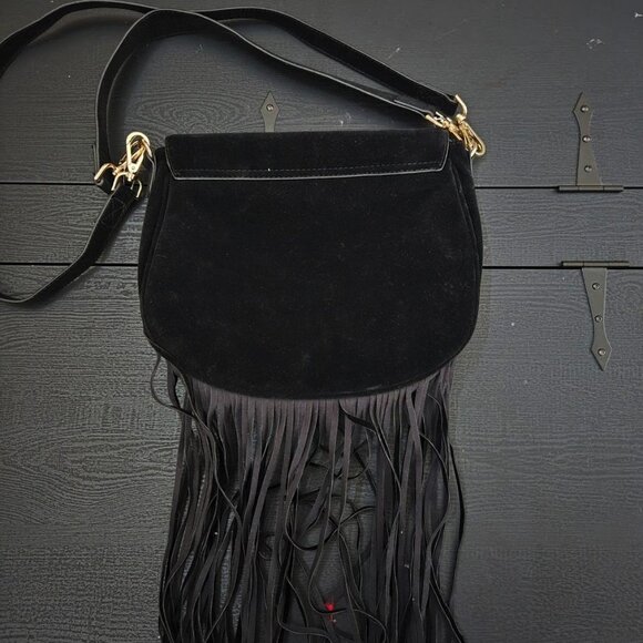H&M Black faux suede fringe bottomed purse - Picture 3 of 4